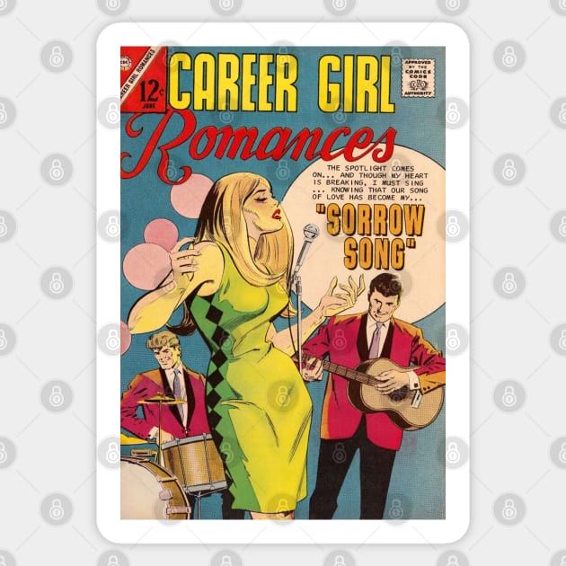 Vintage Romance Comic Book Cover - Career Girl Romances Sticker by Slightly Unhinged